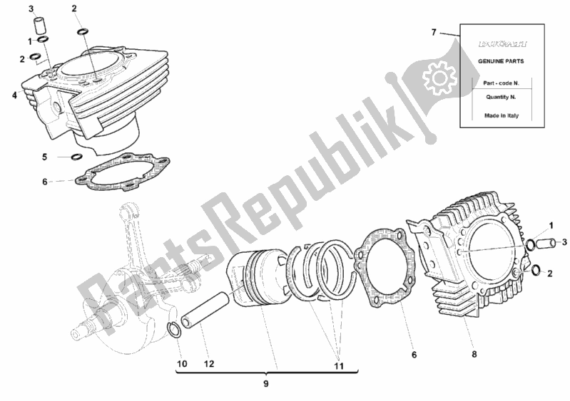 All parts for the Cylinder - Piston of the Ducati Monster 600 City 1999